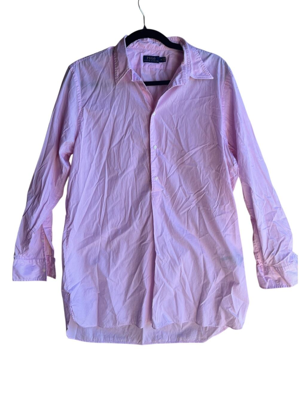 Polo Ralph Lauren Men's Classic Preppy Button Down Shirt Stripped Pink Size 14
